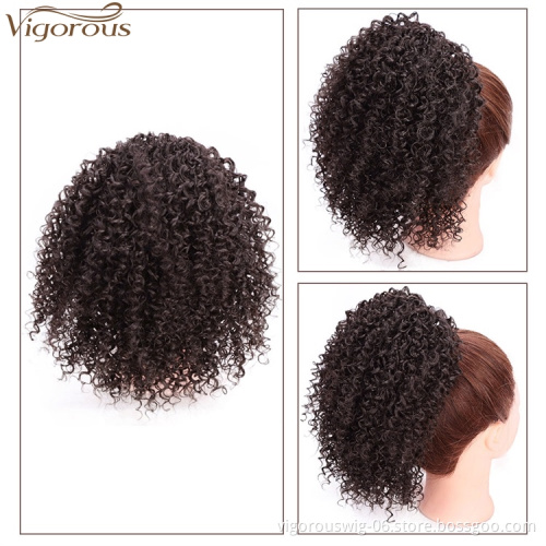 Vigorous Messy Curly Afro Kinky Wavy Hair Extension for Women Synthetic Short Drawstring Ponytail Hairpiece For Women